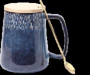 Caneca Ceraozmus - 700ml Alça Com Colher e Tampa de Madeira