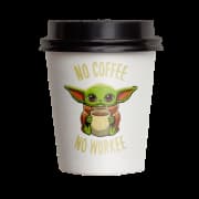 Caneca Geek br - Eco Mini Bucks Baby Yoda No Coffe No Work