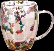 Caneca mengli - Térmico Isolado Com Flor Seca Vidro