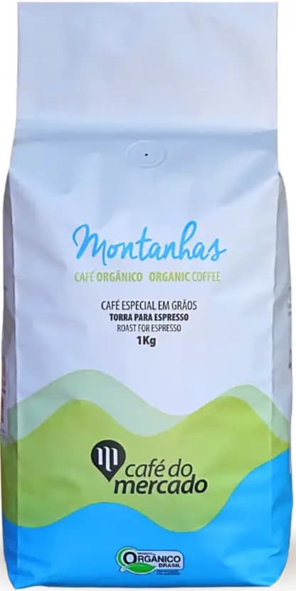 Café Do Mercado Montanhas - Orgânico - Grãos Para Maquina Espresso - 12 Pacotes - 1kg